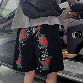 Модни улични къси панталони за мъже Къси панталони Y2k Rose Print Niche Vintage Shorts Летни баскетболни шорти Ежедневни шорти за жени
