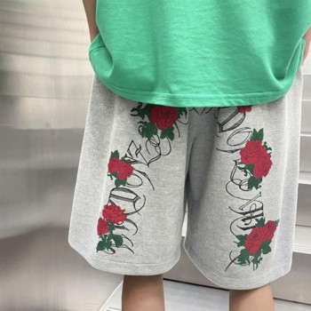 Модни улични къси панталони за мъже Къси панталони Y2k Rose Print Niche Vintage Shorts Летни баскетболни шорти Ежедневни шорти за жени
