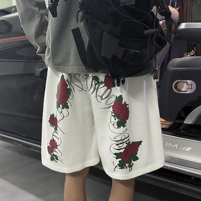 Madingi Streetwear šortai vyrams Šortai Y2k Rose Print Niche Vintažiniai šortai Vasariniai krepšinio šortai Laisvalaikio šortai moterims