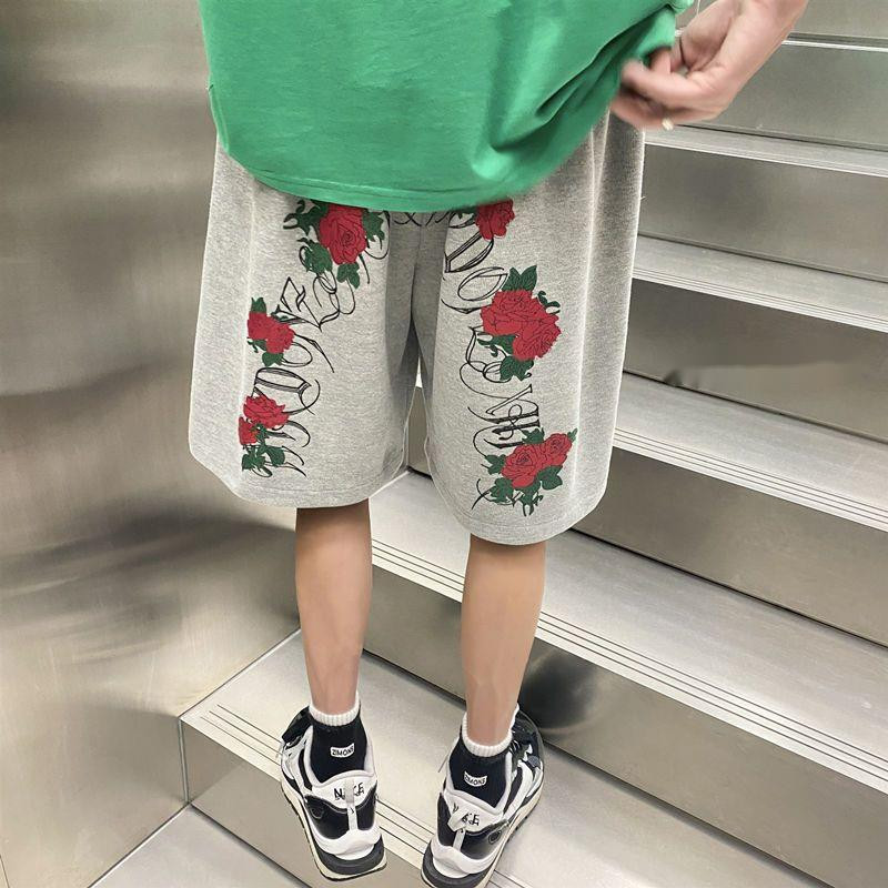 Μόδα Streetwear Σορτς για Ανδρικά Σορτς Y2k Rose Print Niche Vintage Σορτς Καλοκαιρινό σορτς μπάσκετ Casual σορτς για γυναίκες
