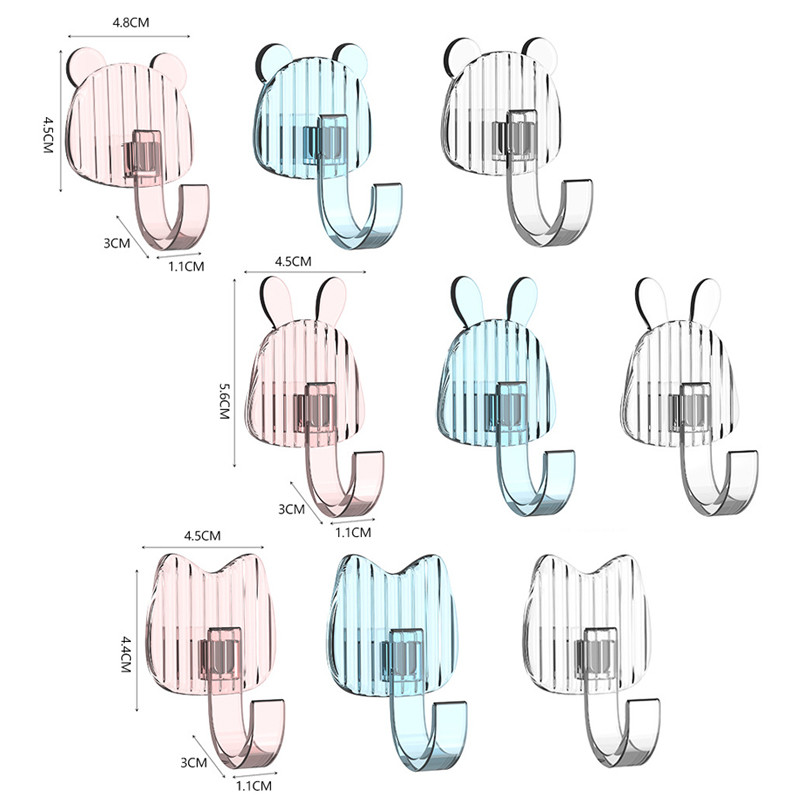 Διαφανή αυτοκόλλητα γάντζοι τοίχου Χαριτωμένος κολλητικός γάντζος για κουζίνα μπάνιο γάντζοι χωρίς ίχνος σακιδίου πλάτης κρεμαστό ράφι Κρεμάστρα κλειδιού