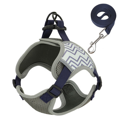 Atstarojoša suņu iejūga un pavadas komplekts Regulējama mājdzīvnieku kucēnu iejūga veste maziem un vidējiem suņiem pastaigu suņu aksesuāri 150cm pavada