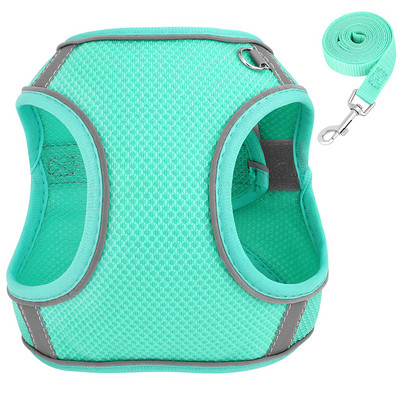 Atstarojoša neilona suņu siksnas siksnas komplekts, regulējams kucēnu kaķu vestes siksna ar svina pavadu, elpojošs maziem un vidējiem suņiem, kaķiem