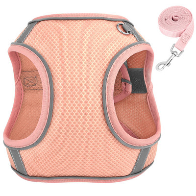 Atstarojoša neilona suņu siksnas siksnas komplekts, regulējams kucēnu kaķu vestes siksna ar svina pavadu, elpojošs maziem un vidējiem suņiem, kaķiem