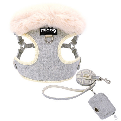 Soe koera kassi rakmete jalutusrihma komplekt Pehme karusnahast kaelarihm Reguleeritav lemmiklooma vesti rakmed väikestele ja keskmistele suurtele koertele kasside suupistekott Chihuahua