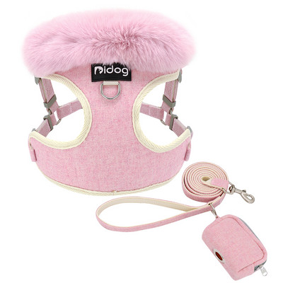 Soe koera kassi rakmete jalutusrihma komplekt Pehme karusnahast kaelarihm Reguleeritav lemmiklooma vesti rakmed väikestele ja keskmistele suurtele koertele kasside suupistekott Chihuahua