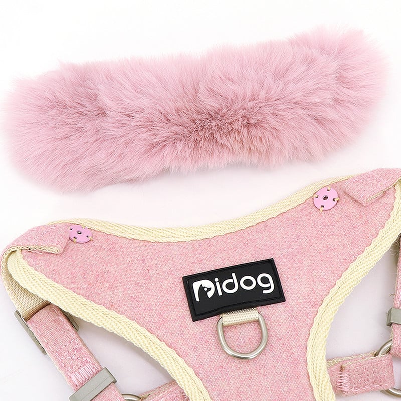 Set de lesă pentru câini cald pentru pisici, guler de blană moale, vestă reglabilă pentru animale de companie, pentru câini mici, mijlocii mari, pisici, sac de gustare Chihuahua