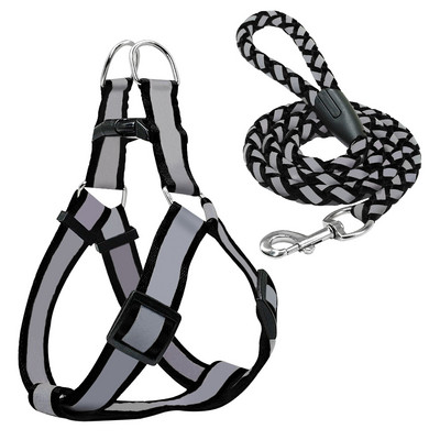 Atstarojoša neilona suņu siksnas veste bez vilkšanas, regulējama mājdzīvnieku kucēnu pastaigu siksnas komplekts mazam un vidējam sunim