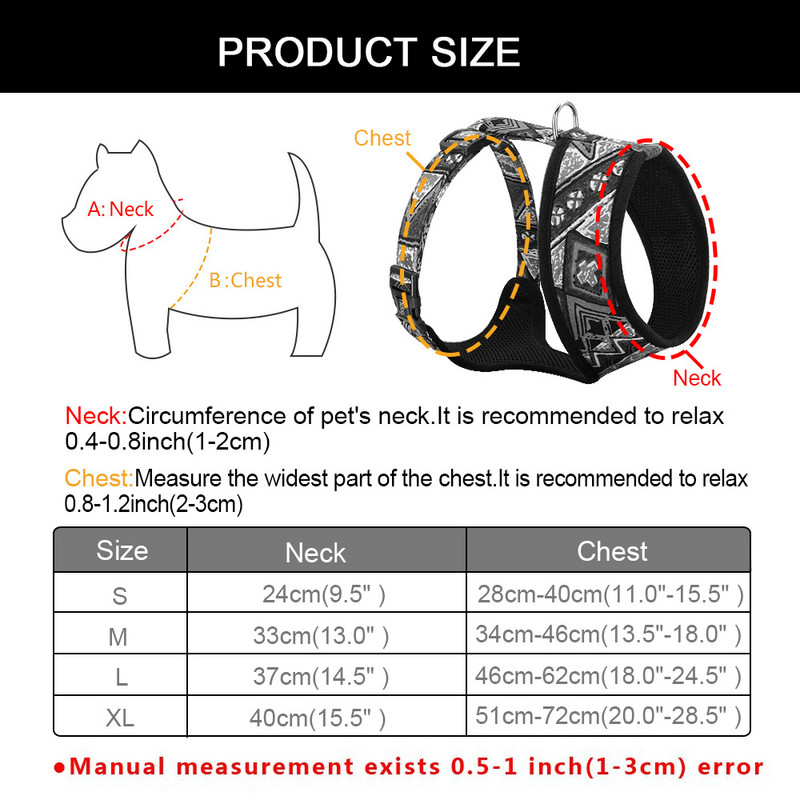 Ham ajustabil din nailon pentru câini, respirabil, imprimat, vestă pentru câini, pentru câini mici, mijlocii mari, buldog francez, articole pentru animale de companie
