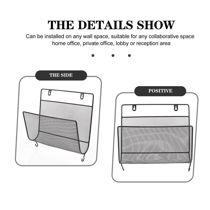 Suport pentru fișiere de perete Suport organizator pentru depozitare Raft de reviste montat pentru agățat Cărți Intrare Cheie Poștă Hârtie Fier Buzunar Dosar birou