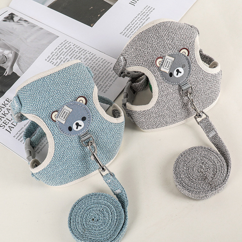 Λουρί σκύλου με αναπνεύσιμο διχτυωτό λουρί για στήθος για σκύλους Χαριτωμένο λουρί τύπωμα για περπάτημα Άνετο μαλακό λουρί γάτας μονόχρωμο προμήθειες για κατοικίδια