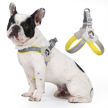 Седлови колани за кучета, отразяващи Y-образна форма, дишащи колани за домашни любимци, регулируема презрамка за гърдите за малки, средни кучета, френски булдог