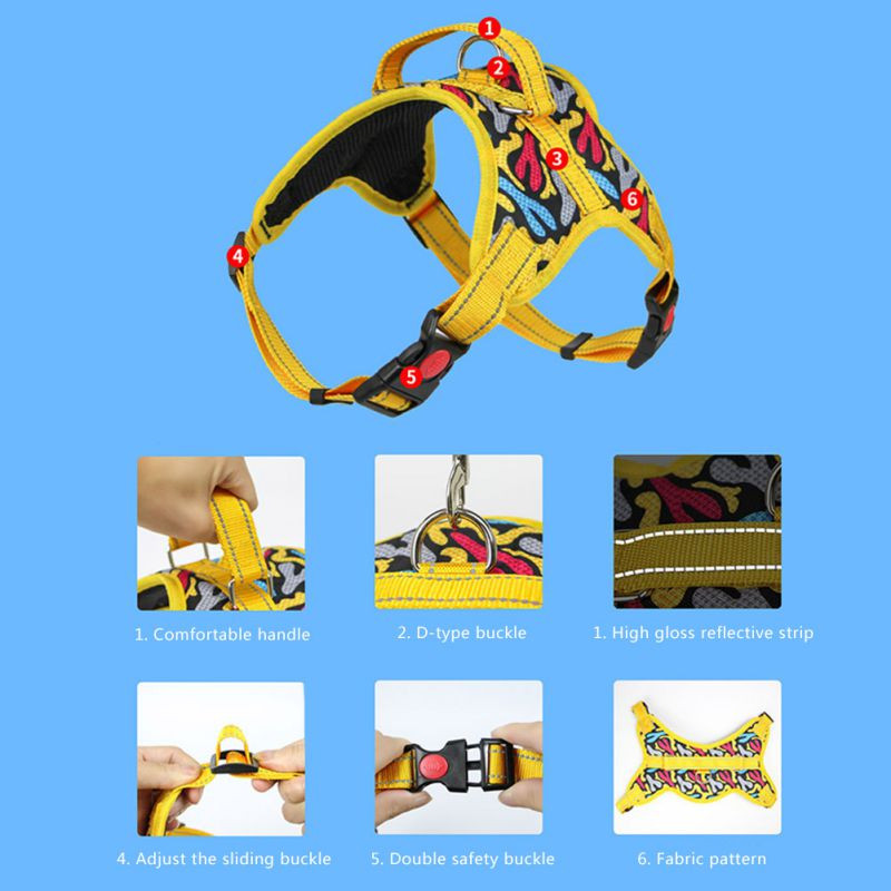 Reflektirajući remen za pse, podesivi prsluk za kućne ljubimce, remen za prsa, obuka na otvorenom, povodac za hodanje, remen, uzice DC05