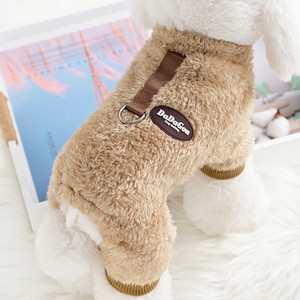 Ziemas kombinezons suņiem Četras kājas, silti mājdzīvnieku suņu apģērbi maziem suņiem Dūnu kombinezoni čivavas mopša flaneļa mīkstam suņa kostīmam