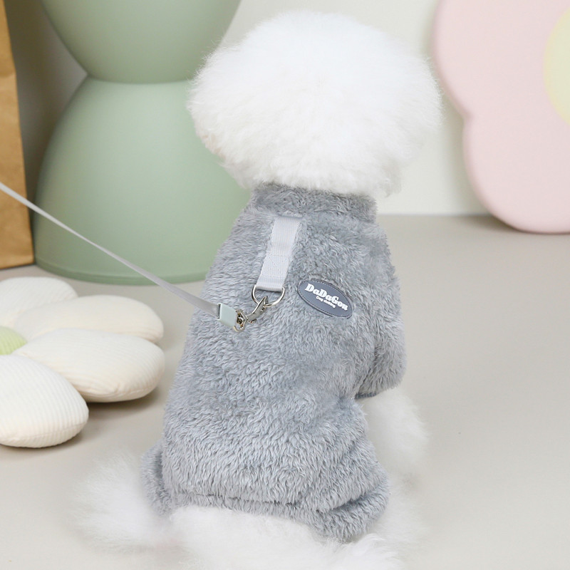 Ziemas kombinezons suņiem Četras kājas, silti mājdzīvnieku suņu apģērbi maziem suņiem Dūnu kombinezoni čivavas mopša flaneļa mīkstam suņa kostīmam