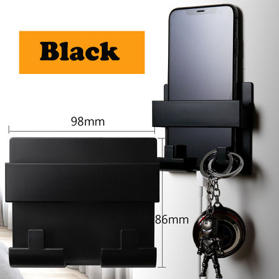Стойка за стенен държач за телефон Самозалепваща се стойка за зареждане на мобилен телефон за хотел Универсална стойка за телефон Куки за ключове Стенен рафт