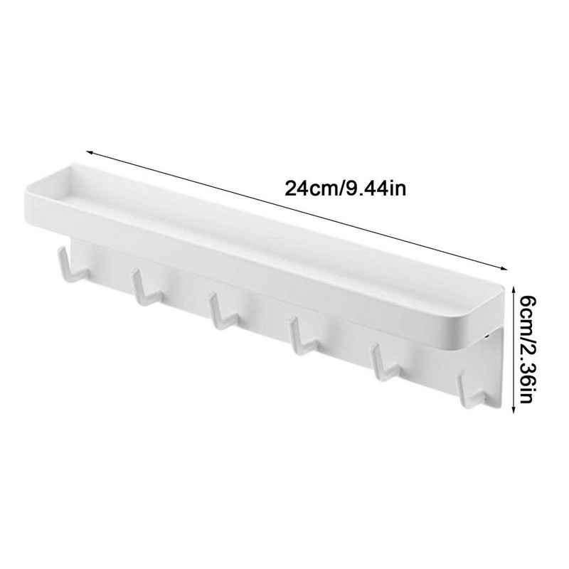 Μπρελόκ για τοίχο με μικρό ράφι και 6 μεταλλικούς γάντζους Επιτοίχια κλειδαριές Αυτοκόλλητη οργάνωση τοίχου με κρεμάστρα για πόρτα