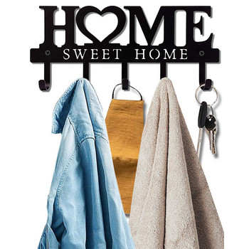 Sweet Home Μαύρο Μεταλλικό Μπαλκόνι Επιτοίχια Ρούχα Βάση για μπρελόκ Οργάνωση κουζίνας Εύρος μπάνιου Γάντζοι Κρεμάστρες Αποθήκευση