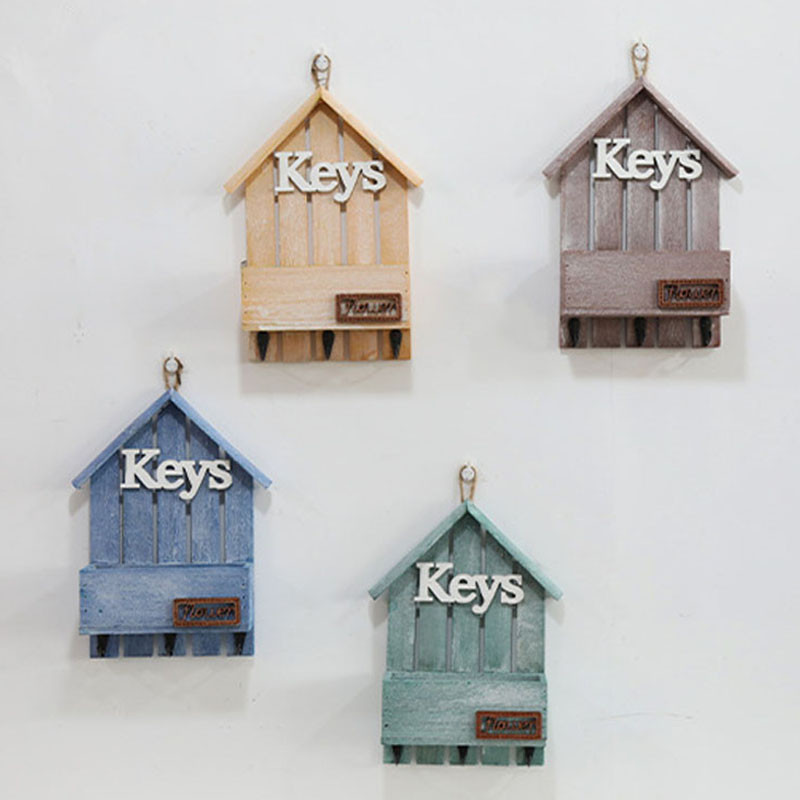 Ar rokām darināts koka sienas kulons atslēgu piekariņu kastīte atslēgu turētājs pakaramais Mājas aksesuāri rokdarbu organizatori Uzglabāšanas kastes sienas plaukta āķis