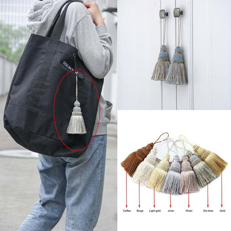 1 τεμ. Φούντα κρεμαστό σχοινί Μεταξωτή φούντα ράψιμο Αξεσουάρ κουρτίνας με κρόσια Φούντες κλειδιά για διακόσμηση ρούχων DIY Embellish