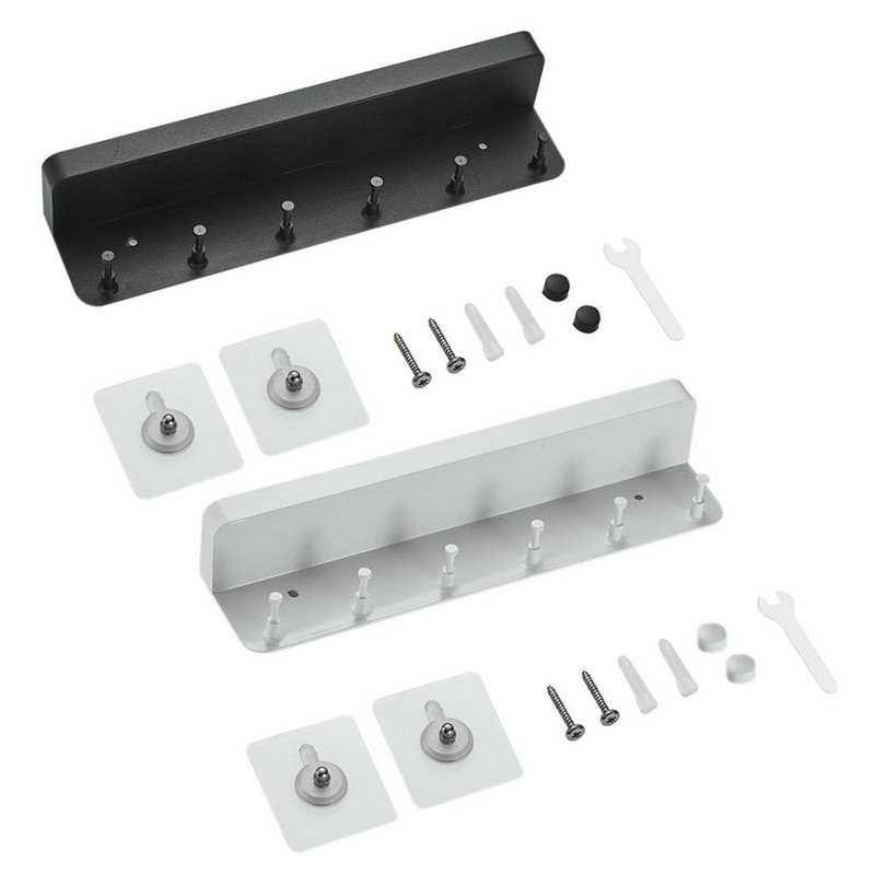 Melns atslēgu plaukts organizators plaukts nerūsējošā tērauda atslēgu kastes sienas āķi Sienas virtuves glabāšanas plaukts Dzīvojamā istaba sienas dekorēšanai