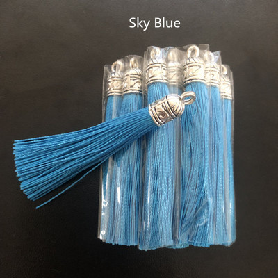10/20 τμχ 6cm Small Silk Tassel Earrings Κρεμαστό Γούρια Crafts Ασημένια Καπέλα Φούντες Βούρτσα για Αξεσουάρ Κατασκευής Κοσμημάτων DIY