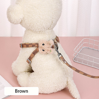 Set de hamuri pentru câini mic pentru animale de companie Teddy Bichon Frise Utilizare vestă Curele de piept Pluș de desene animate în formă de iepure Cățeluș Plimbare în aer liber Anti-pierdere