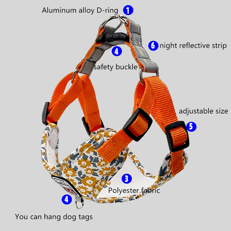 Mājdzīvnieku suņu krūšu siksna Pavada atstarojoša, regulējama mājdzīvnieka kaklasiksna, elpojoša drukas suņu virve maziem un vidējiem suņiem āra mājdzīvnieku piederumiem