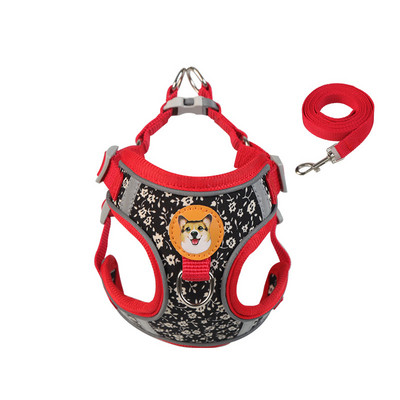 Kutya hám póráz készlet Fényvisszaverő, állítható kiskutya macska hám mellény kültéri sétáló póráz kis közepes és nagy kutya kedvencekhez