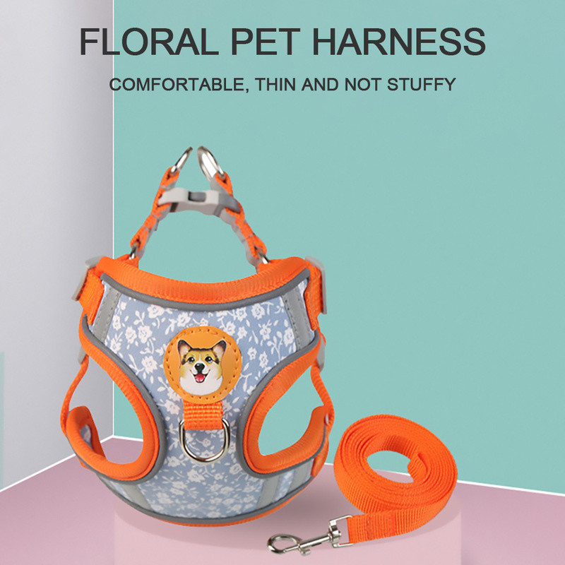 Kutya hám póráz készlet Fényvisszaverő, állítható kiskutya macska hám mellény kültéri sétáló póráz kis közepes és nagy kutya kedvencekhez