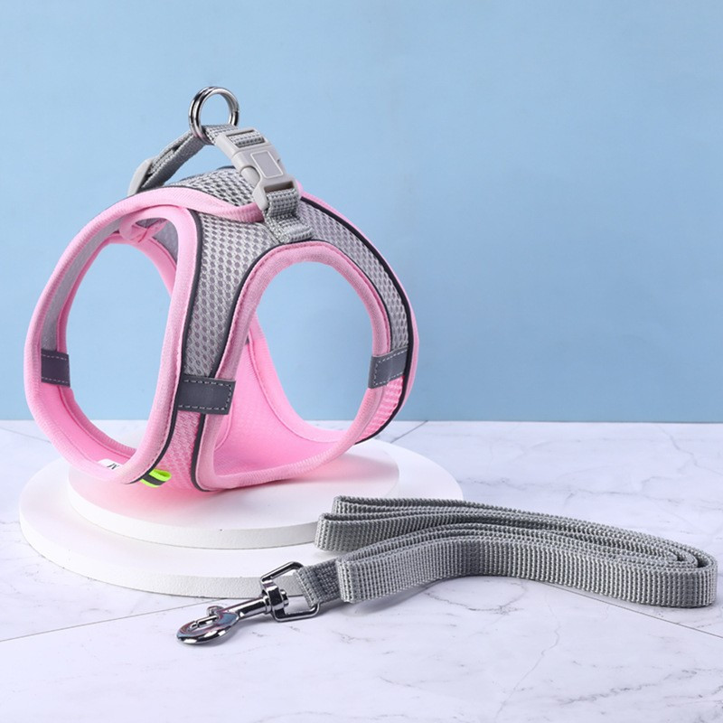 Ham pentru câini cu lesă, vestă reglabilă, accesorii pentru mers, moale, respirabil, accesorii pentru animale de companie pentru chihuahua pug, cățeluș mic, plumb de câine