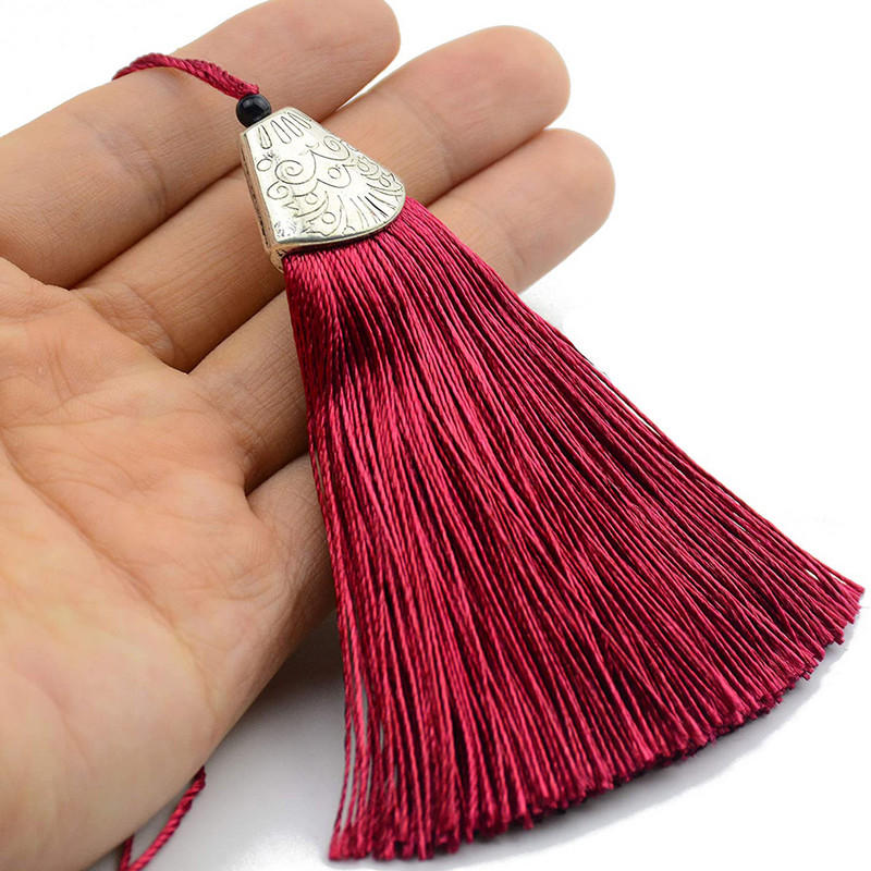 5/10 τμχ Μεταξωτές Χειροποίητες Φούντες με Αντίκες Ασημένιο Καπάκι Μικτό Χρώμα Φούντες DIY Χειροτεχνίες Προσθήκη σελιδοδείκτη Αξεσουάρ κατασκευής κοσμημάτων με φούντες