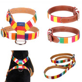 Lemmiklooma koera kaelarihm Disainer kaelarihm nahast tavaline kaelarihm suure väikese koera lõuendile Värviline vikerkaarekujuline koera kaelarihm päitserihm