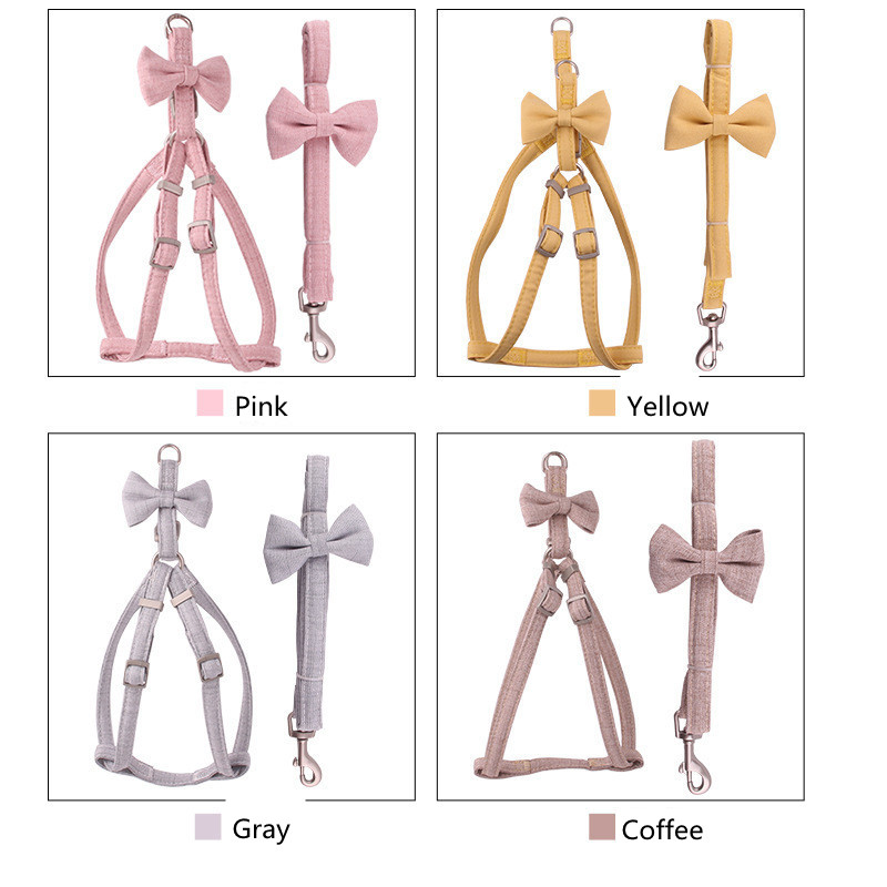 Set de guleră cu lesă pentru câini, cu arc moale, drăguț, cu două straturi, pentru zgarda pentru animale de companie mici și mijlocii, plimbări în aer liber