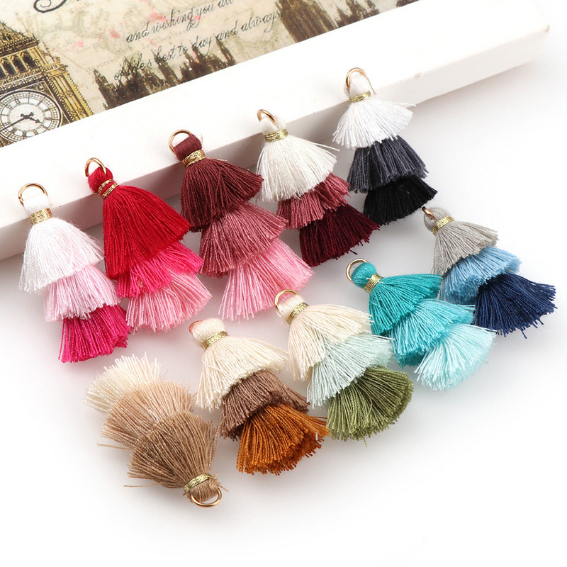 6 τμχ/παρτίδα Κρεμαστό με φούντα από βαμβακερό μετάξι 3 στρώσεων για κοσμήματα που κατασκευάζουν χειροτεχνίες DIY Σκουλαρίκια Μπρελόκ Ρούχα Αξεσουάρ ραπτικής