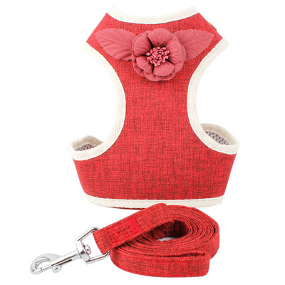 Elpojoša, maza suņa mājdzīvnieku iejūga un pavadas komplekts, ziedi, kucēnu kaķa vestes kaklasiksna Čivavas mopša buldoga kaķim Arnes Perro