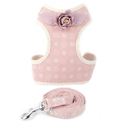 Elpojoša, maza suņa mājdzīvnieku iejūga un pavadas komplekts, ziedi, kucēnu kaķa vestes kaklasiksna Čivavas mopša buldoga kaķim Arnes Perro