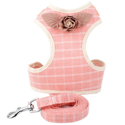 Elpojoša, maza suņa mājdzīvnieku iejūga un pavadas komplekts, ziedi, kucēnu kaķa vestes kaklasiksna Čivavas mopša buldoga kaķim Arnes Perro