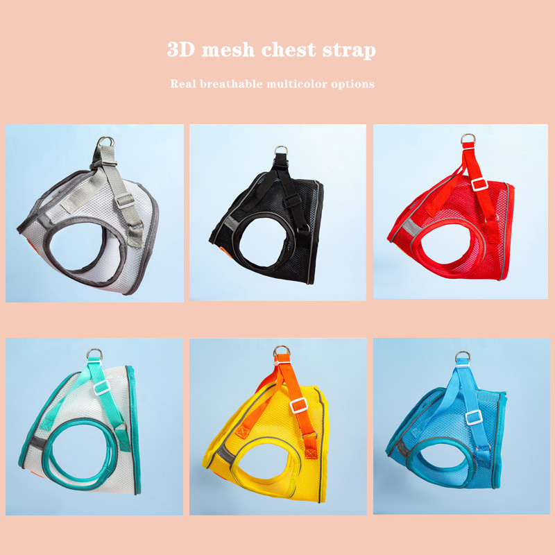 Novi reflektirajući sigurnosni pojasevi za kućne ljubimce Setovi prsnog pojasa za male srednje pse, mačke Modni prozračni pojasevi, prsluk, remen za prsa za štene