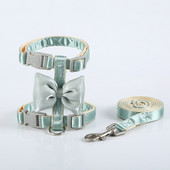 1ks postroj a vodítko pre mačky s nastaviteľnou veľkosťou, blingový postroj s mašľou a lanom na vodítku, aby sa mačky nerozbíjali a nemuseli sa púšťať do chôdze.