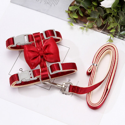 1ks postroj a vodítko pre mačky s nastaviteľnou veľkosťou, blingový postroj s mašľou a lanom na vodítku, aby sa mačky nerozbíjali a nemuseli sa púšťať do chôdze.