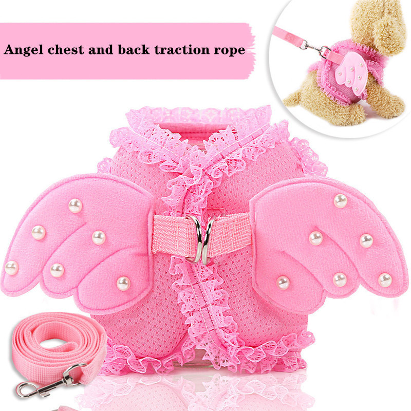Új Lovely kisállat hámok Pearl Angel Princess kisállat kutya macska szíj kis kutyához kölyök macska hámok nyak nyakörv mellkasi pánt