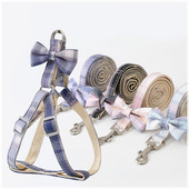 Karirani pojas za kućne ljubimce Povodac Ogrlica Set Podesiva slatka mašna Dvoslojni za male srednje mačke Karirani uzorak Povodac za pse na otvorenom za šetnju