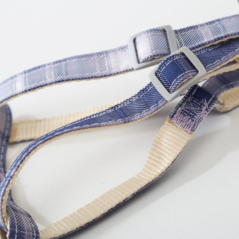 Karirani pojas za kućne ljubimce Povodac Ogrlica Set Podesiva slatka mašna Dvoslojni za male srednje mačke Karirani uzorak Povodac za pse na otvorenom za šetnju