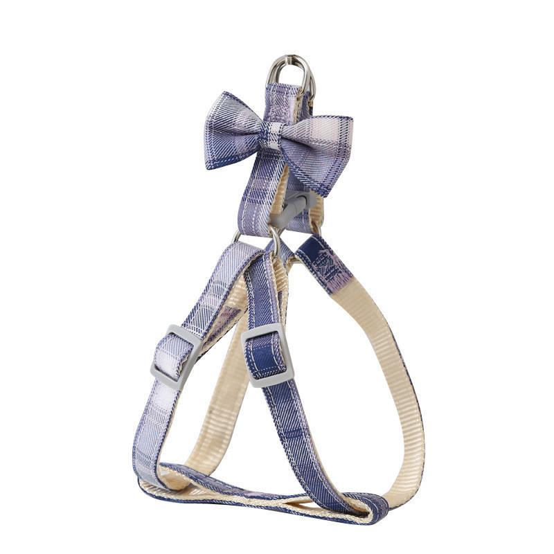 Karirani pojas za kućne ljubimce Povodac Ogrlica Set Podesiva slatka mašna Dvoslojni za male srednje mačke Karirani uzorak Povodac za pse na otvorenom za šetnju