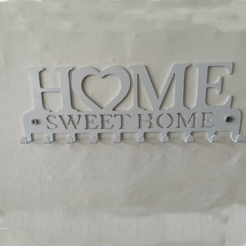 Λευκή κλειδοθήκη σπιτιού Βάση τοίχου Γλυκό Διακόσμηση σπιτιού10 Σχάρα με γάντζο Διακοσμητική μεταλλική κρεμάστρα για μπαλκόνι κουζίνας αποθήκευσης μπάνιου