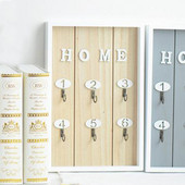 Ξύλινη κλειδοθήκη με 6 γάντζους για κρεμαστό μπρελόκ διακοσμητικό ράφι τοίχου Διακοσμητικό σαλονιού Organizer