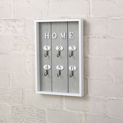 Ξύλινη κλειδοθήκη με 6 γάντζους για κρεμαστό μπρελόκ διακοσμητικό ράφι τοίχου Διακοσμητικό σαλονιού Organizer