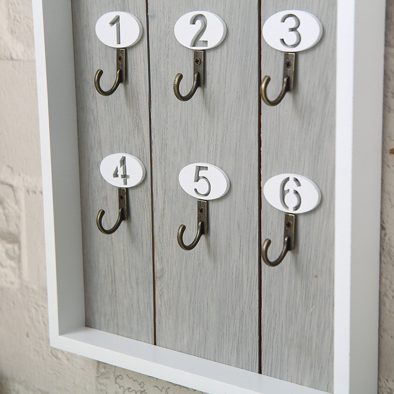 Ξύλινη κλειδοθήκη με 6 γάντζους για κρεμαστό μπρελόκ διακοσμητικό ράφι τοίχου Διακοσμητικό σαλονιού Organizer