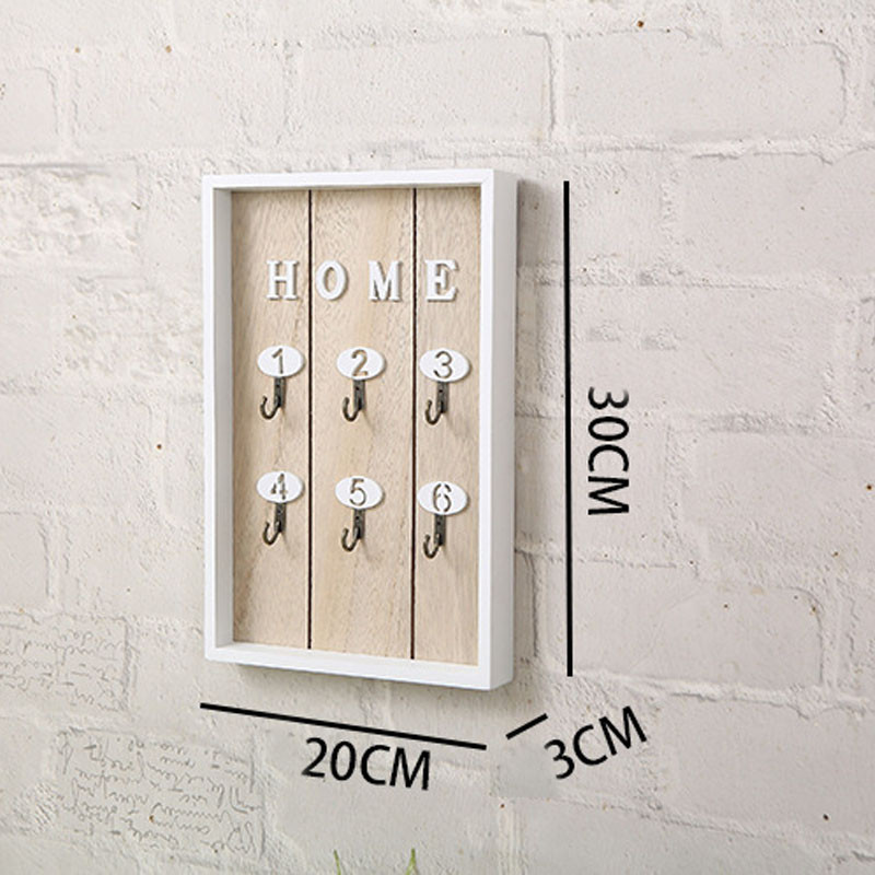 Ξύλινη κλειδοθήκη με 6 γάντζους για κρεμαστό μπρελόκ διακοσμητικό ράφι τοίχου Διακοσμητικό σαλονιού Organizer